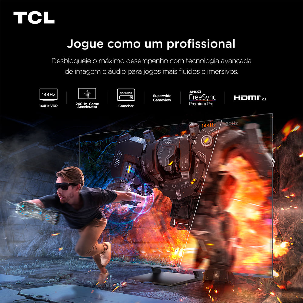 Smart TV TCL QD-Mini LED 4K 65″ Polegadas com Google Assistente, Dolby ...