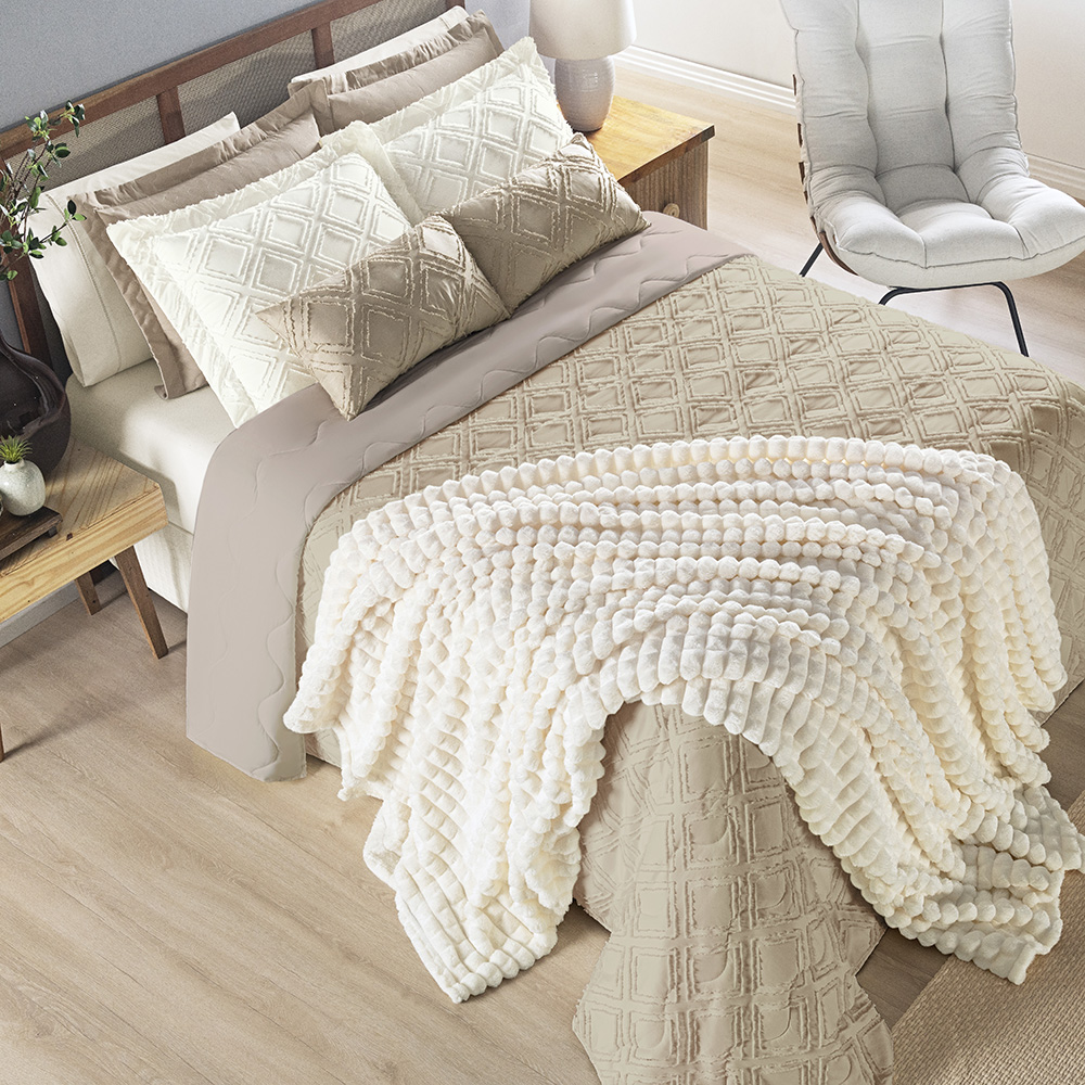 Cobertor Willow - Marfim Cama Posta