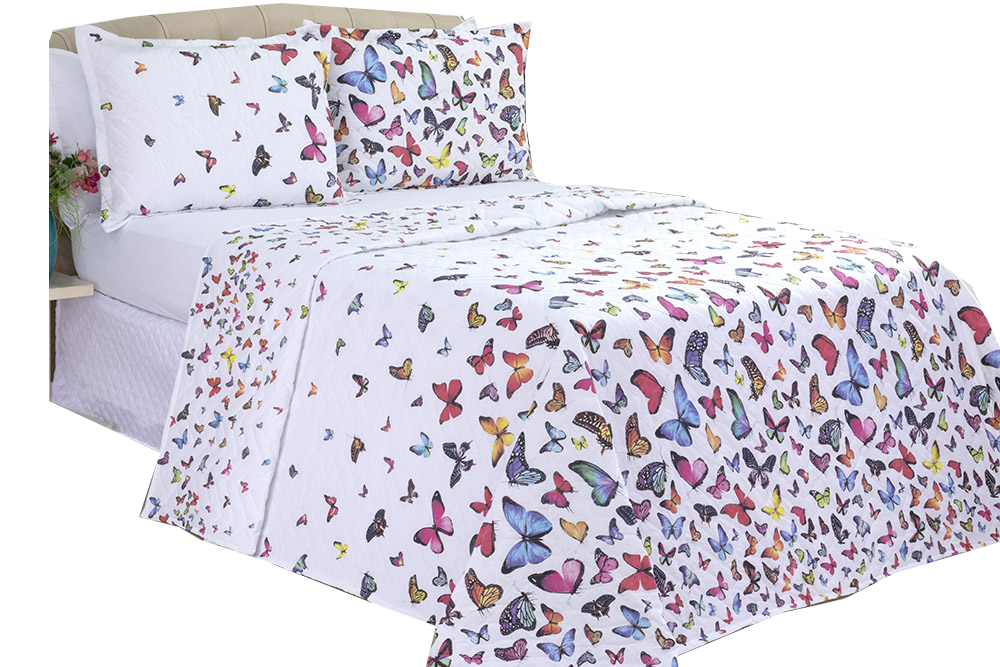 Kit Cobre-Leito Borboleta 3 Peças