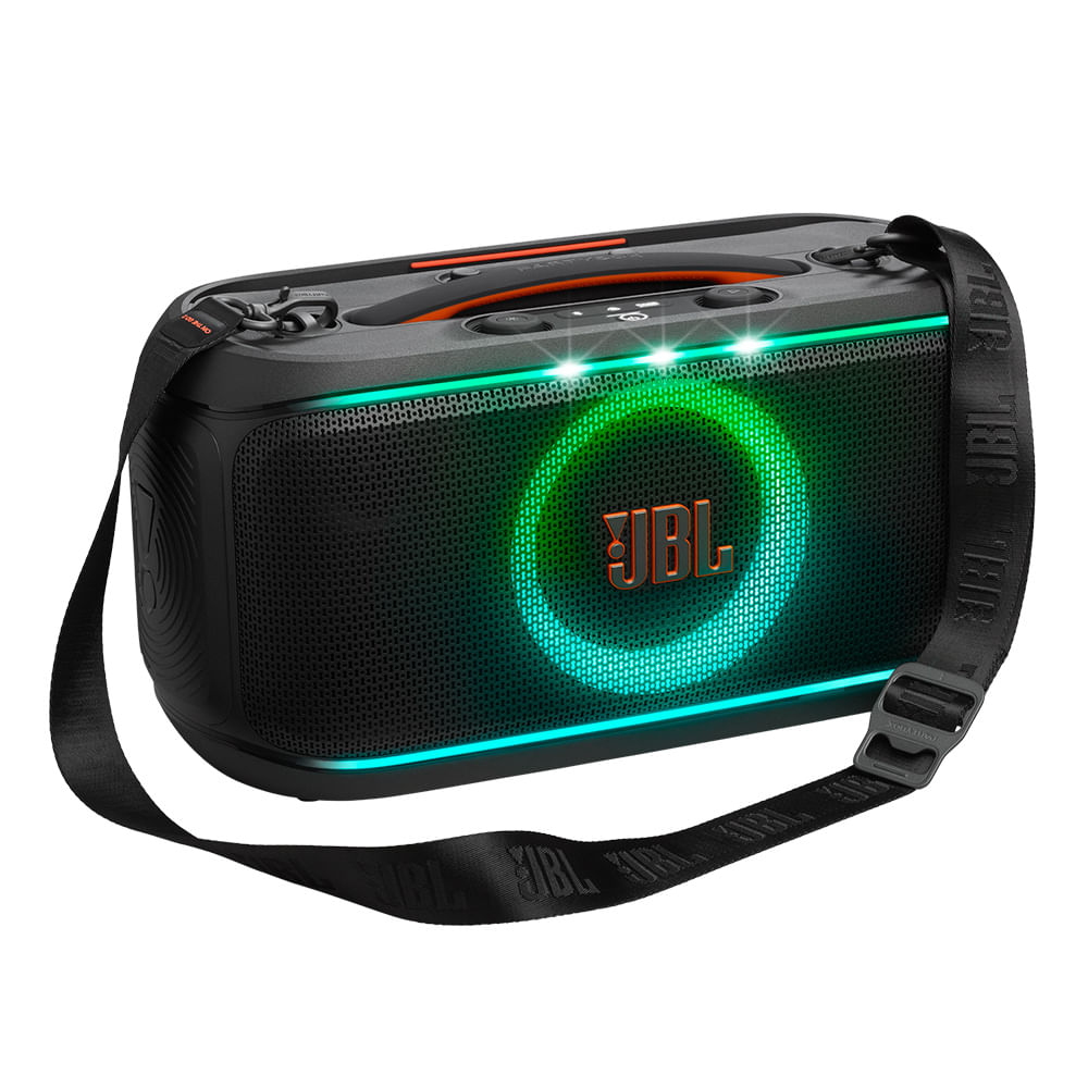 Caixa de Som Bluetooth JBL PartyBox On-the-Go 2 com Microfone para Karaokê Preta